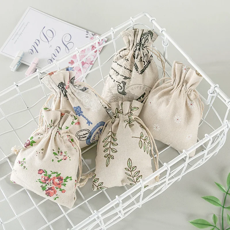 DIY 잡다한 공예 파우치 선물 사탕 가방 웨딩 파티 장식 가방에 대 한 3 개 인쇄 꽃 코튼 패브릭 선물 가방, 드로스트링 가방