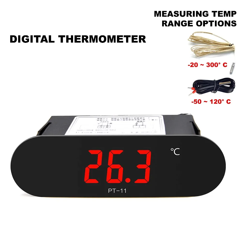 -50~120C or -20~300C NTC Sensor mini digital THERMOMETER for freezer pipe oven 90-250VAC 12V Power