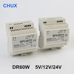 CHUX fuente de alimentación conmutada, 60W, 5v, 12V, 15v, 24V, 5a, 2.5a, 12a, salida única de ca a cc, tipo de riel Din, fuentes de alimentación DR60W