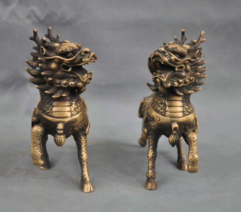 

China collection archaize brass kirin crafts statue