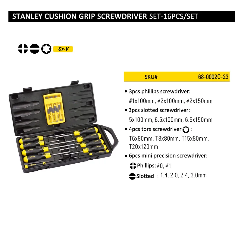 Stanley 16pcs 10pcs 13pcs slotted phillips torx magnetizer precision screwdriver set multifunction screwdriver kit electrician