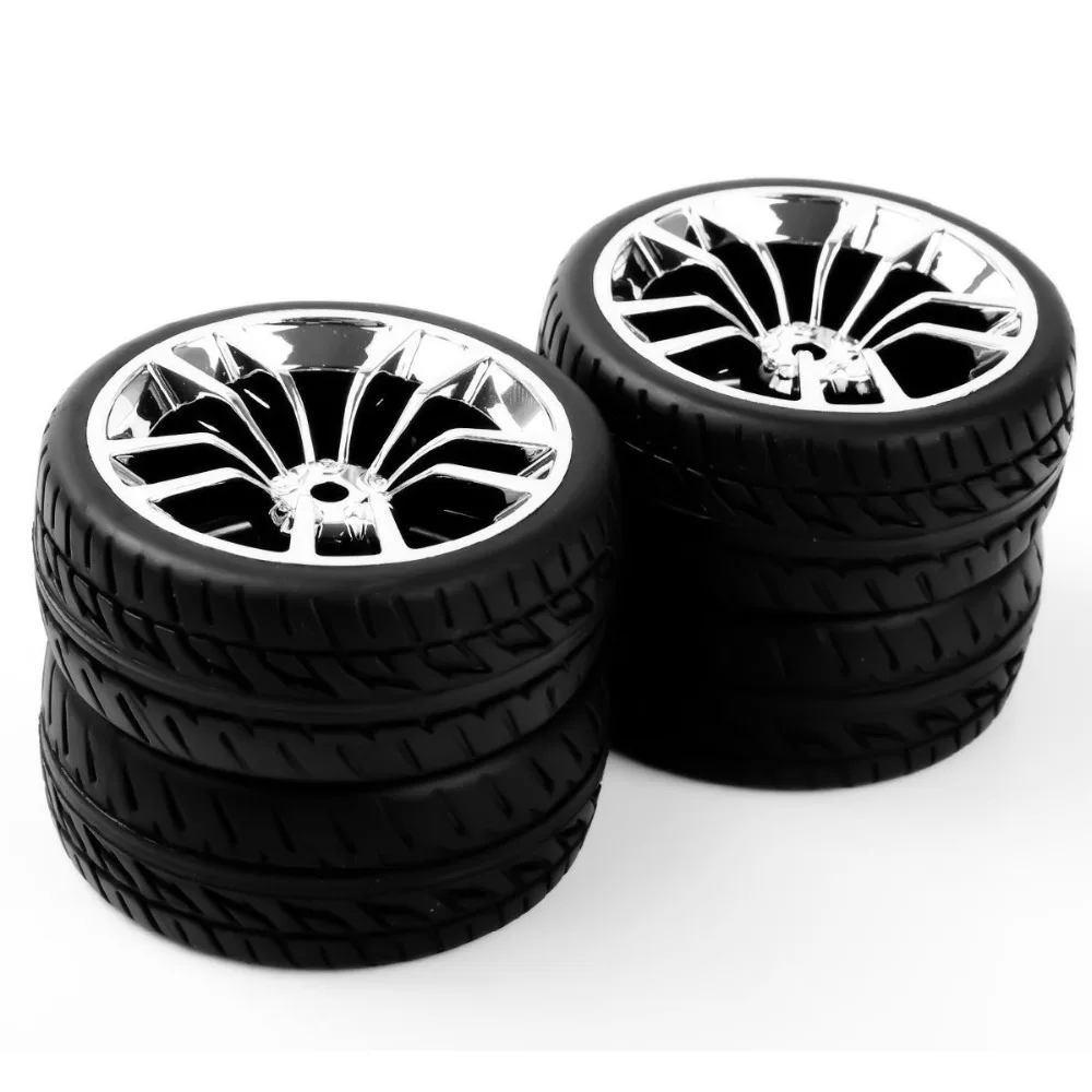 SBDC+PP0150 Rubber Tires and Wheel Rims with 12mm Hex fit HSP HPI 1/10 On-Road Racing Car Accessories