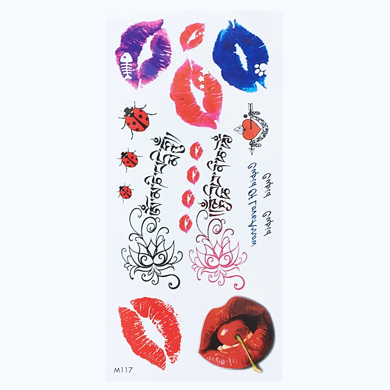 Women\'s Sexy kiss lip print Tattoos Flash Henna Fake Temporary Waterproof Tattoo Stickers