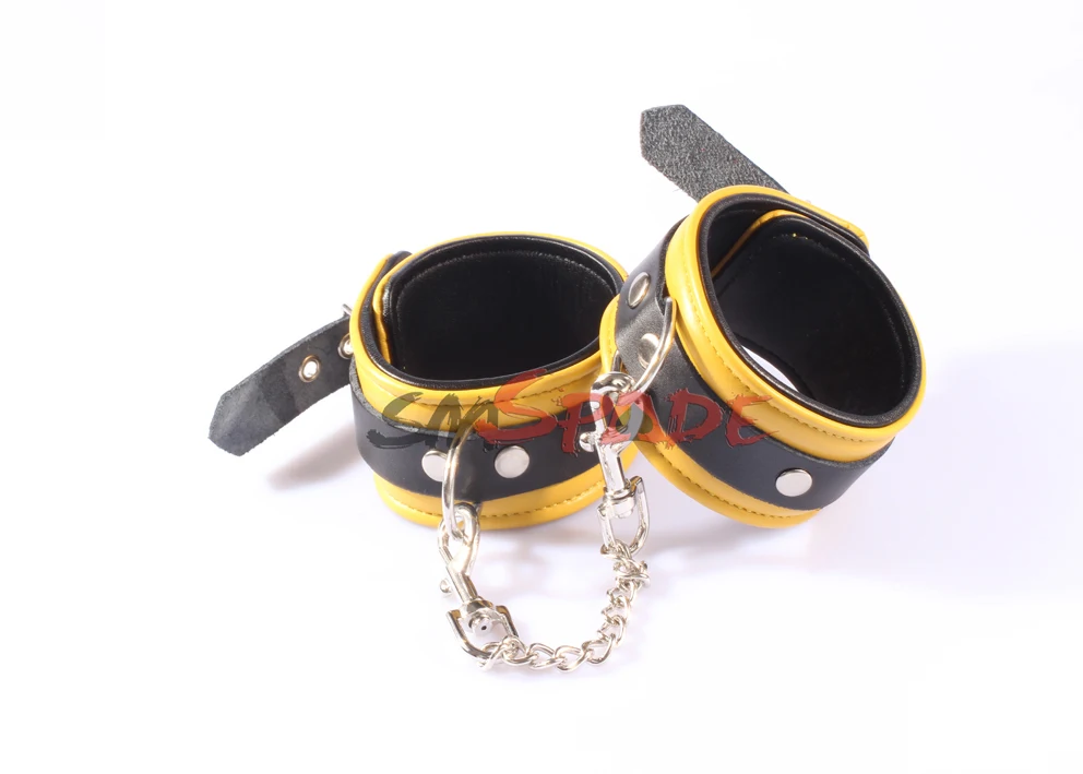 

Genuine leather sex hand cuffs,yellow cow leather wrist cuffs,sex game restraints for couples,adult sex toys for couples HC-69