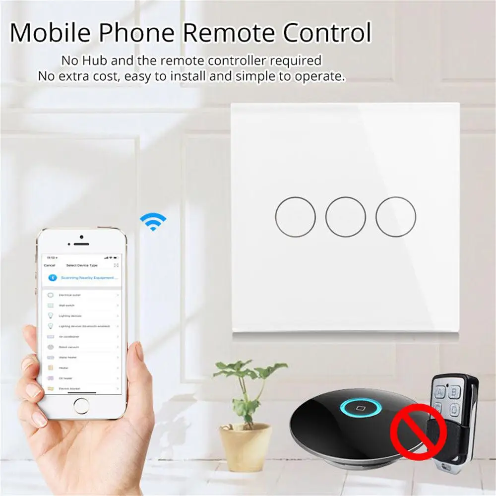 Timethinkerスマート無線lanスイッチ1 2 3ギャング英国、米国、euウォールタッチライトスイッチアプリ制御googleのホームalexa iftttスマートライフアプリ