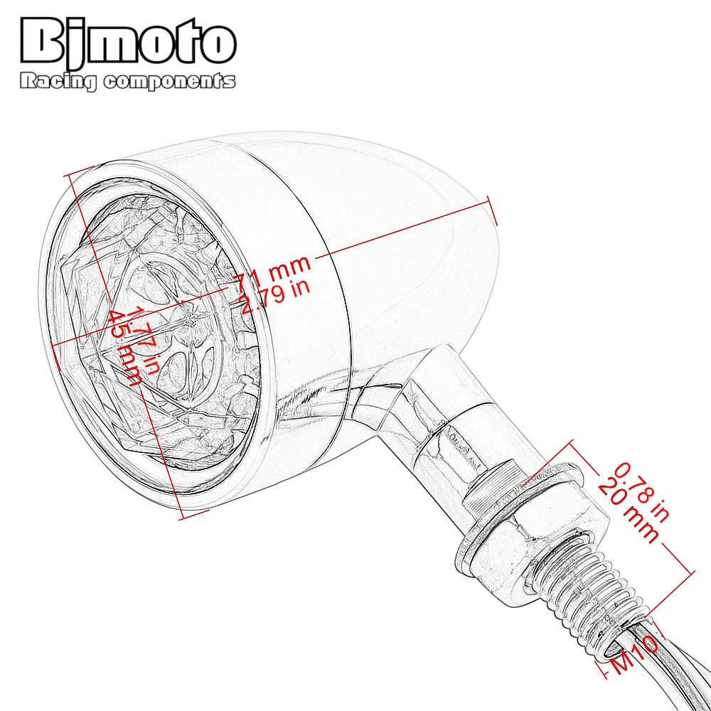 BJMOTO 10mm Front Rear Motorcycle LED Turn Signal Lights Fashion Diamond Blinkers Indicator Flashers Lamp For Honda YAMAHA