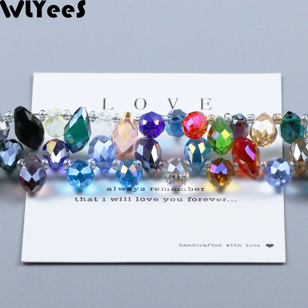 WLYeeS 30pcs AB color Austrian Water droplets crystal beads 8*13mm Large size Glass Loose beads for Jewelry Necklace Making DIY