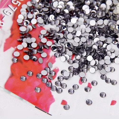 1440 pz/borsa il diamante nero colore Non Hotfix Flatback strass per unghie 3D Nail Art decorazione Glitter cristallo