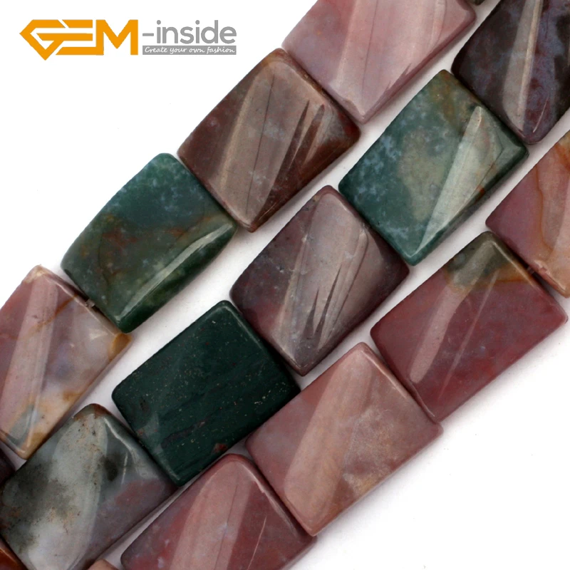 GEM-inside15x20mm Natural Assorted Stones Rectangle Twist Beads Loose Bead For Bracelet Making Strand 15 inches Wholesale !