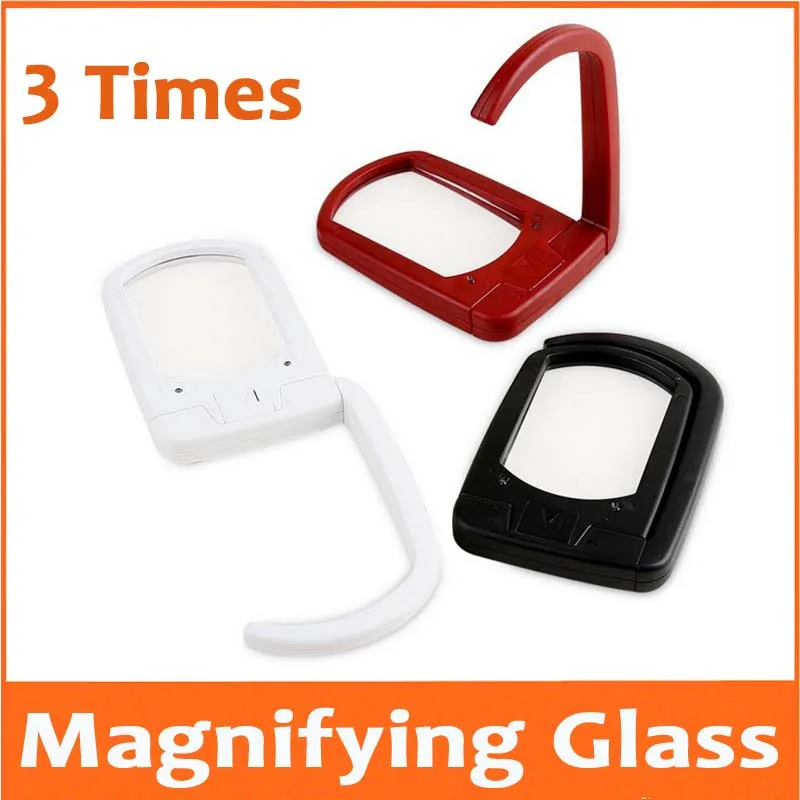 3X Red Black White Standing Illuminated Desktop Table Reading Magnifying Glass Mobile Phone Repair Magnifier with 2pcs LED Lamps