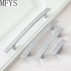Silver Handles for Cabinet Zinc Alloy Wardrobe Pulls Chrome Crystal Kitchen Cupboard Door Pulls Modern Furniture Handles 160mm