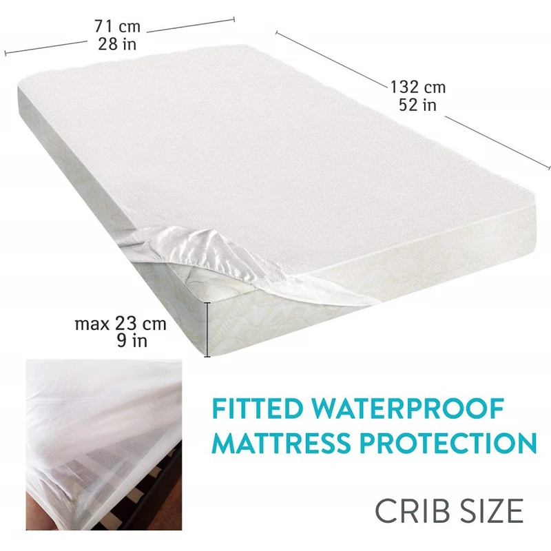 Waterproof Mattress Protector For Baby Toddler Bed Cover Mattress Pad Crib Waterproof Bed Sheet (Cotton Terry)