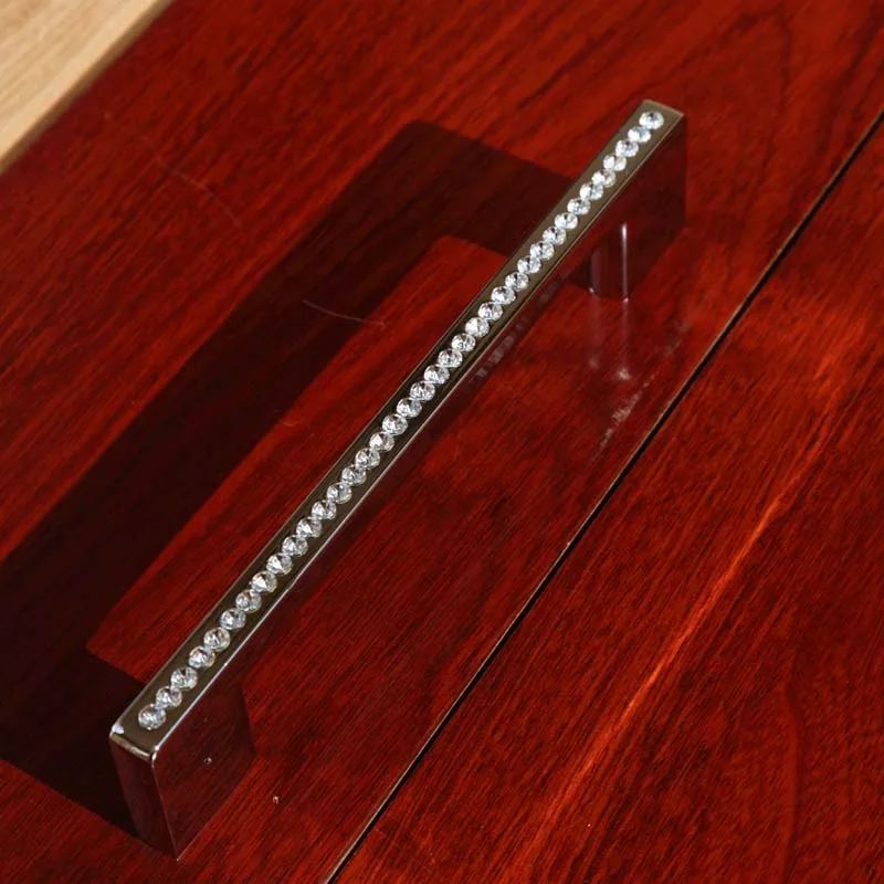 

192mm luxury diamond furniture decoration handle k9 crystal wardrobe cabinet pull gold silver dresser cupboard handle 7.6"