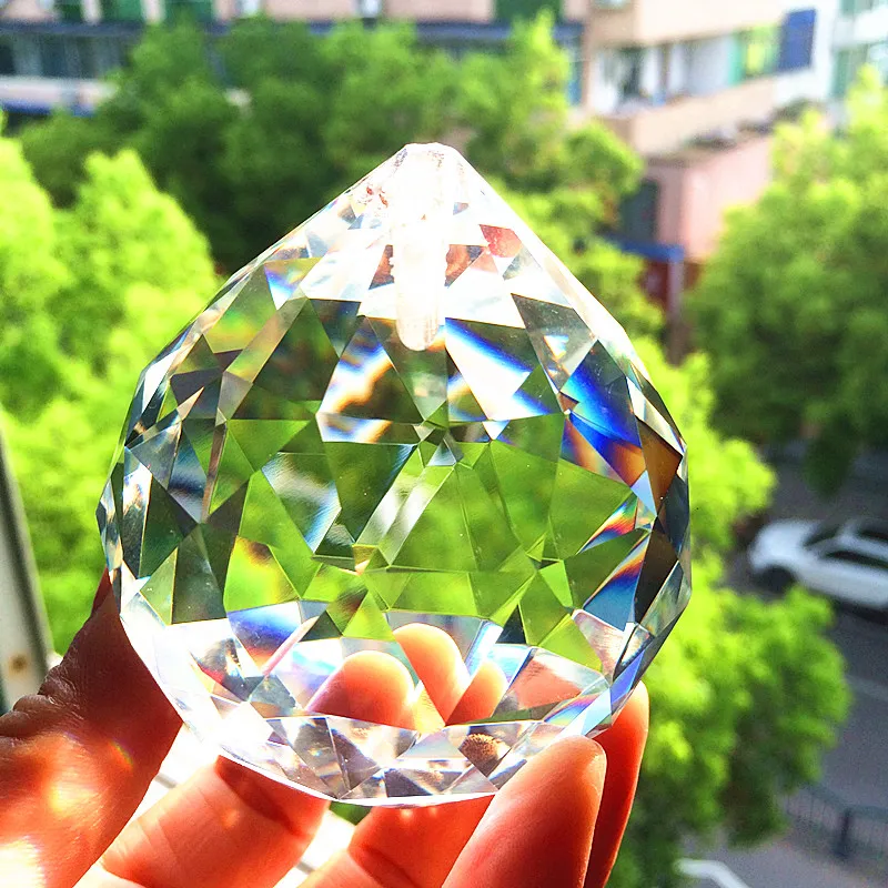 

2pcs/lot 70mm K9 Faceted Transparent Crystal Chandelier Balls With Hole Hanging Sparkle Suncatcher Fengshui Spheres