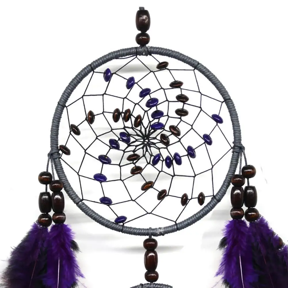 NEW Purple Feather Crafts Dream Catcher Wind Chimes Handmade Indian Dreamcatcher Net for Wall Hanging Car Home Decor Gift #BW