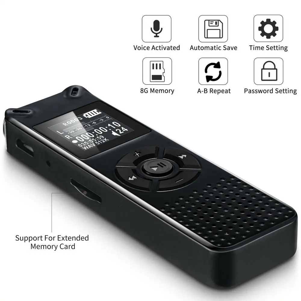 Vandlion Professional Smart Digital Voice Activated Recorder Portable HD Sound Audio Recording Dictaphone MP3 Recorder