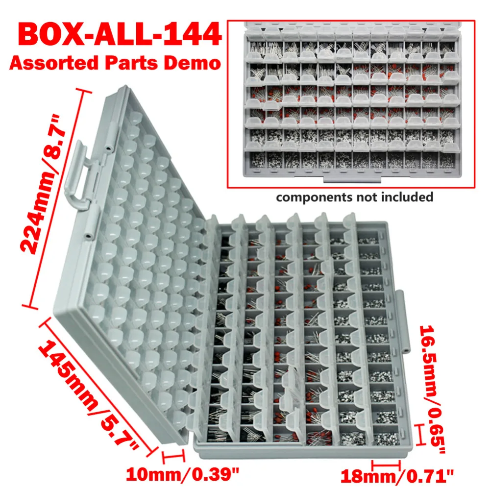 AideTek 2 units BOX-ALL-144 plastic toolbox mount SMD SMT components Electronics Beads Storage Cases & Organizers 2BOXALL