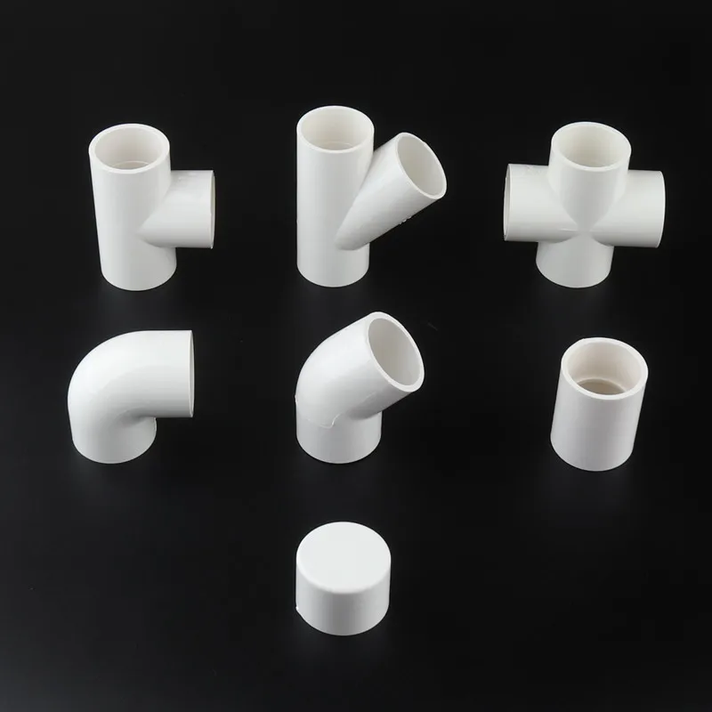 3pcs PVC Connector Inner Dia. 32mm Pipe Fittings Cap Straight Tee Wye Y Connector Elbow Cross for Pipe Repairing Aquarium Water