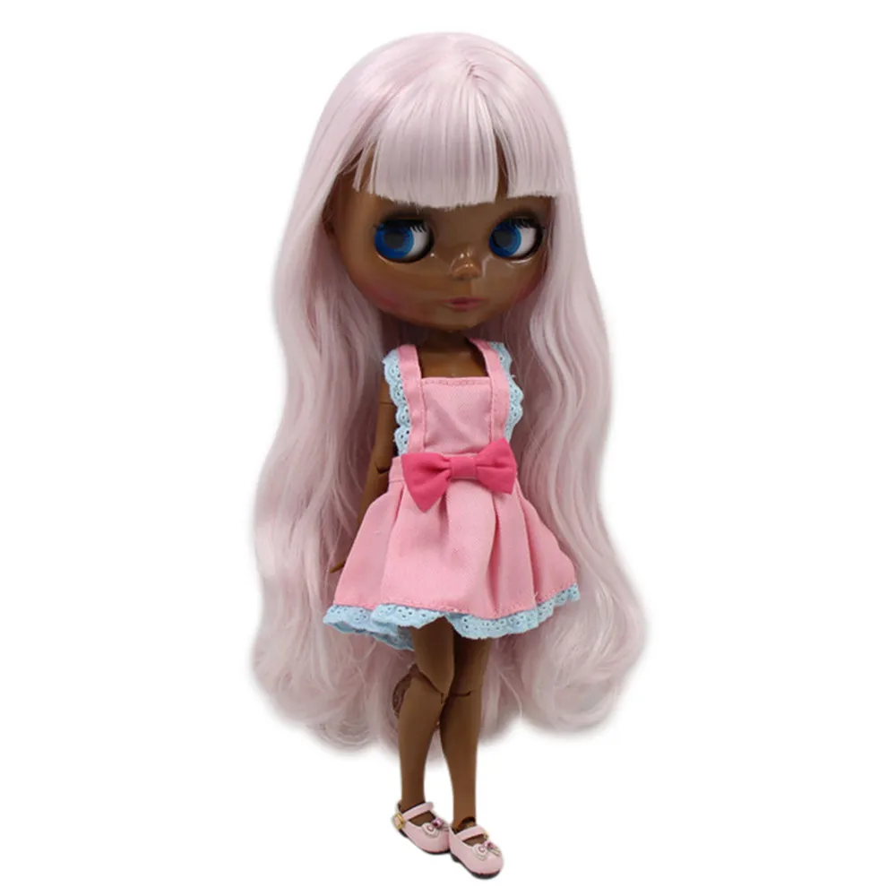 

ICY DBS Blyth Doll 1/6 bjd super black skin tone Cute pink soft long curly hair joint body BL1327