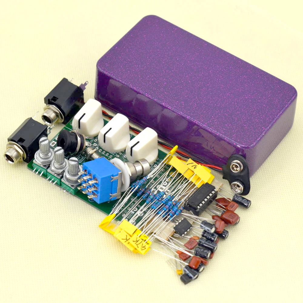 Make Your Delay-1Guitar Pedal kits With 1590B and 3PDT 9-PIN  Foot Metal Free Shipping