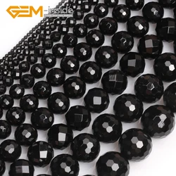 Natural Round Faceted Black Agates Beads For Jewelry Making Beads DIY Beads Bracelets For Women Girl Gifts Wholesale!