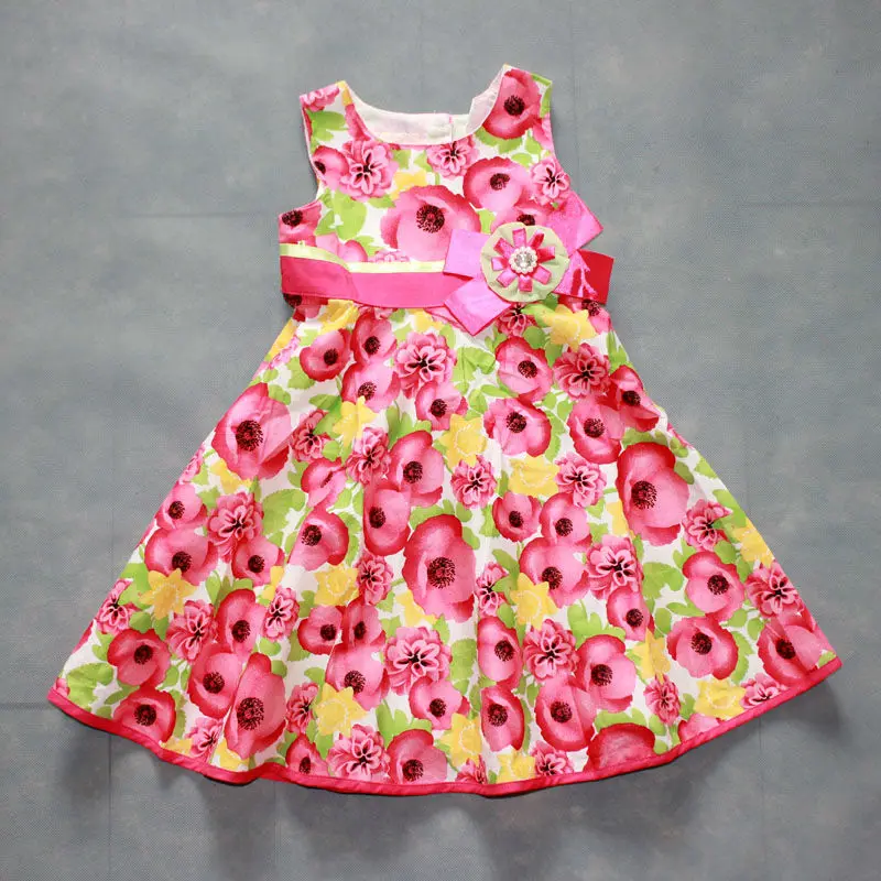 Broken size special girls' summer floral dress children's 100% cotton dress