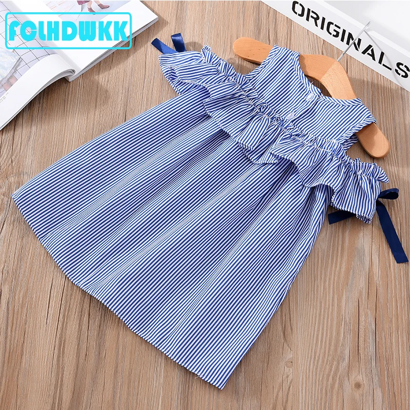 Girls Summer Dress 2018 Brand stripe Baby Dress Children Costume for Kids Clothes Baby Dress+ Headband Outfits For Children Cute