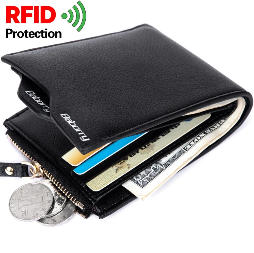 RFID Theft  Protect Coin Bag Zipper Men Wallets Famous Brand Boborry Mens Wallet Male Money Purses Wallets Mew Design Men Wallet