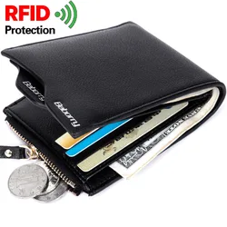 RFID Theft Protect Coin Bag Zipper Men Wallets Purses PU Leather Wallets for Men with RFID Blocking Purse Coin Purse