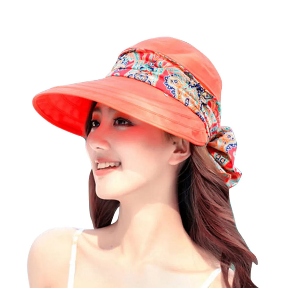 Casual Women Summer Beach Fashion Hats For Women Sun Visors Cap Collapsible Anti-UV Hat Chapeau Femme Dropshipping