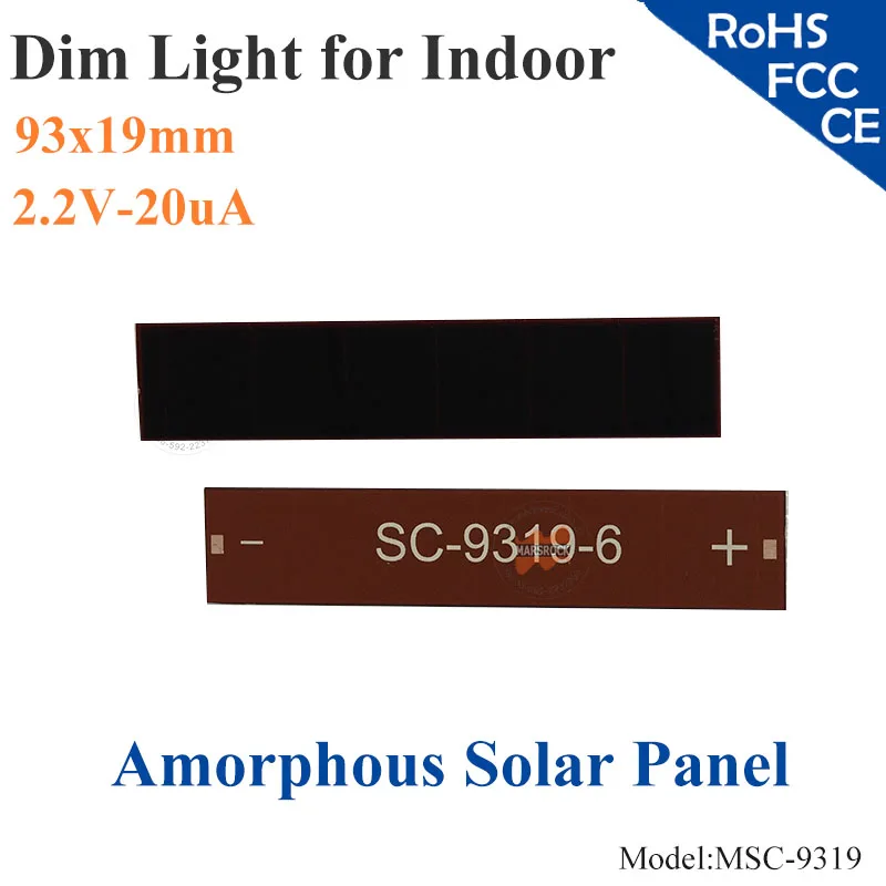 

93x19mm 2.2V 20uA dim light Thin Film Amorphous Silicon Solar Cell ITO glass for indoor Product,calculator,toys,0-1.5V battery