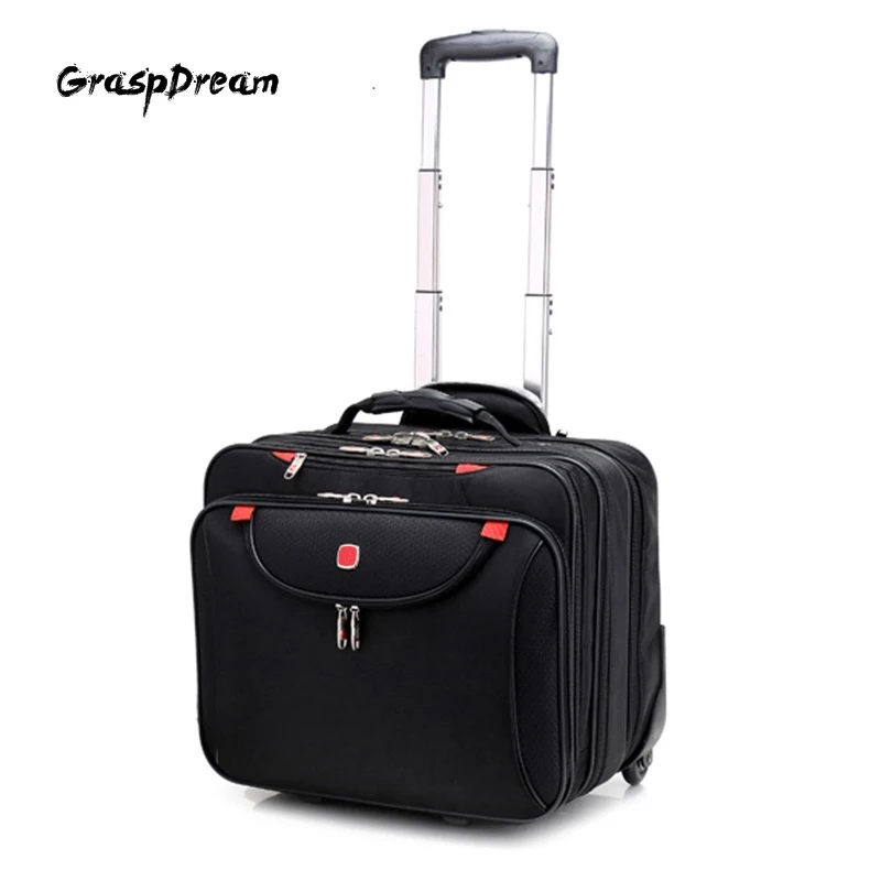 Famous brand Multifunction Men Business Rolling Luggage 18 Inch Carry On Computer Trolley Travel Bag Women Fashion Suitcase