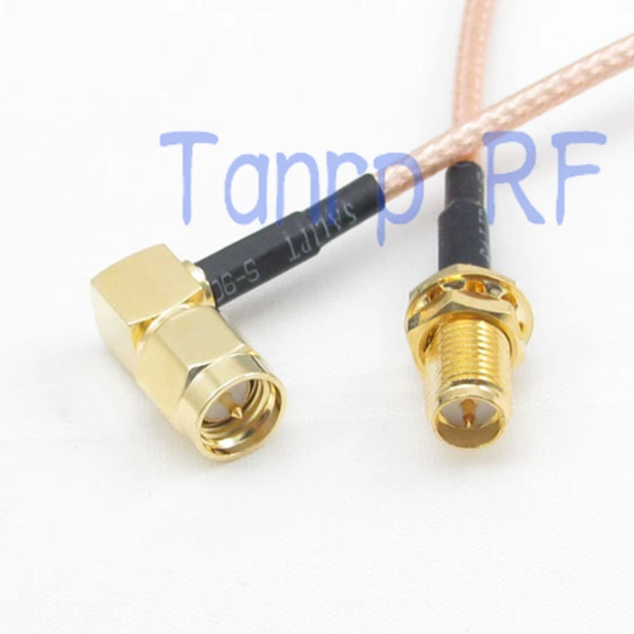 2PCS 20INCH SMA male plug right angle to RP-SMA female RF connector 50CM Pigtail coaxial jumper cable RG316 extension cable