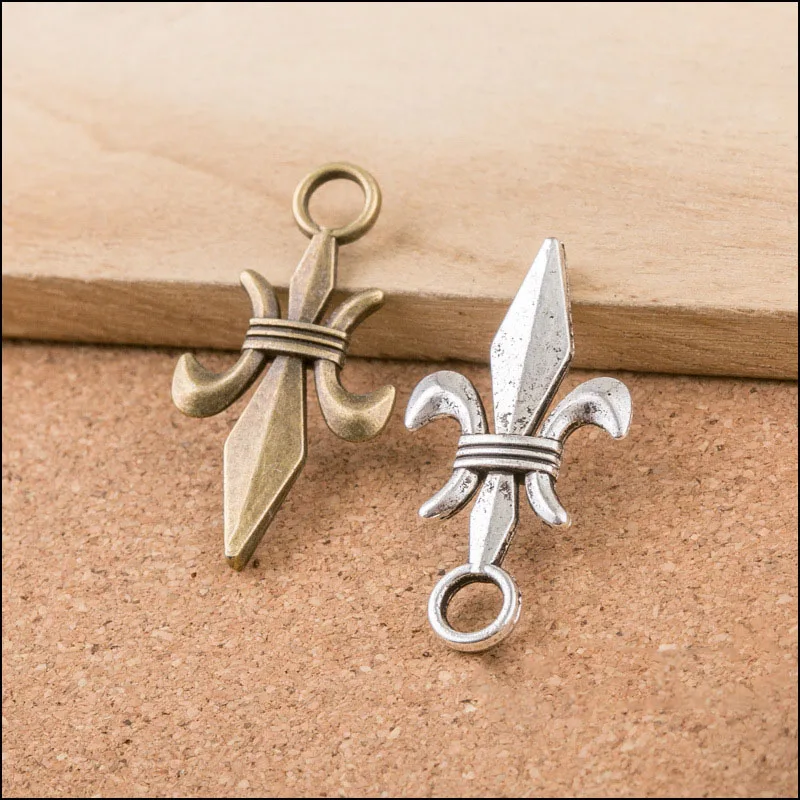 High Quality 20 Pieces/Lot 20mm*40mm Antique Silver plated Antique Bronze Plated Arrow Head Arrow Charms For Jewelry Making