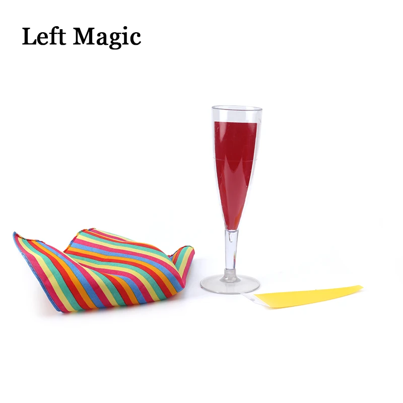1set Glass Color Change Chameleon Champagne Magic Tricks Silk Acrylic Cup Magic Props Professional Magician Bar Illusion