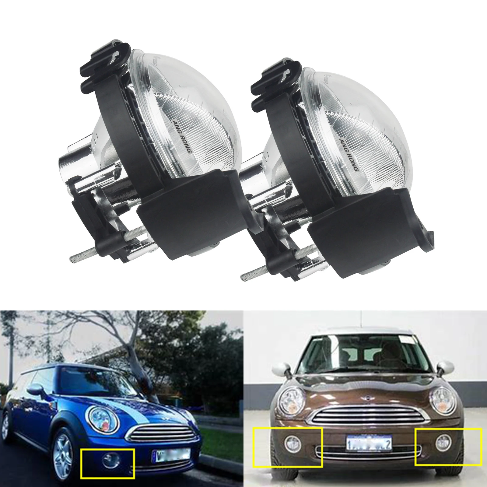 ANGRONG Front Fog Light Lamp L&R No Bulb For BMW Mini Cooper Clubman Roadster Countryman One