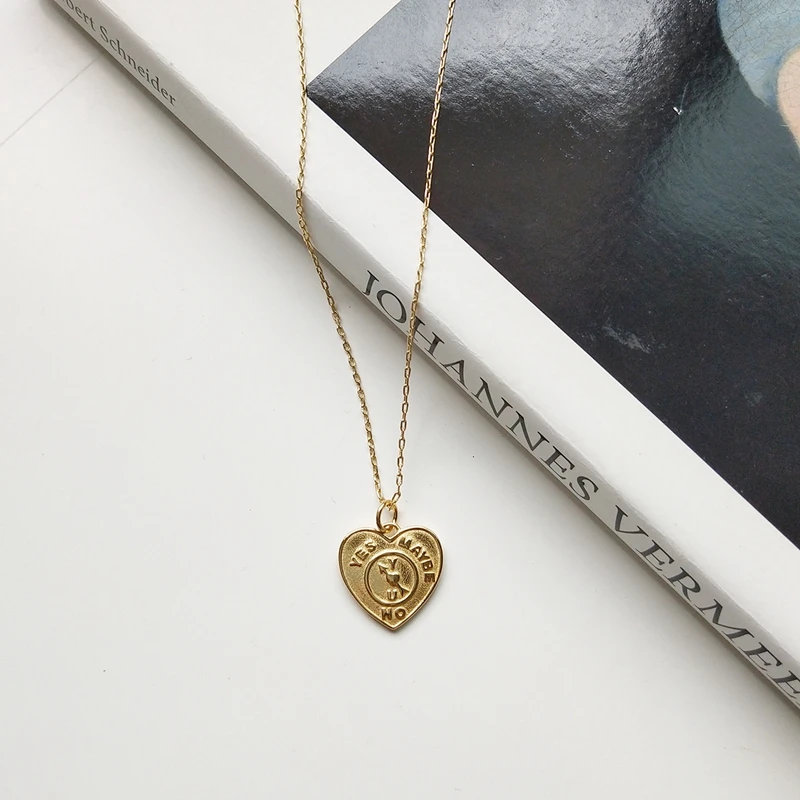 

LouLeur 925 Sterling Silver Pattern Heart Necklace Gold Color Fashion City Necklace For Women Gold Jewelry 925 For Charms Gift