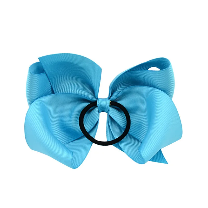 6 Inch Solid Color Hair Bows Hair Ties Boutique Elastic Hair Bands Kids Scrunchies Rubber Ponytail Holder Girls Hair Accessories