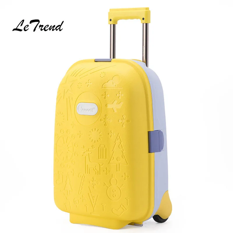 Letrend Kids Cute Cartoon Rolling Luggage Spinner Children Wheel Suitcases Trolley Travel Bag Student Cabin School Bag Trunk