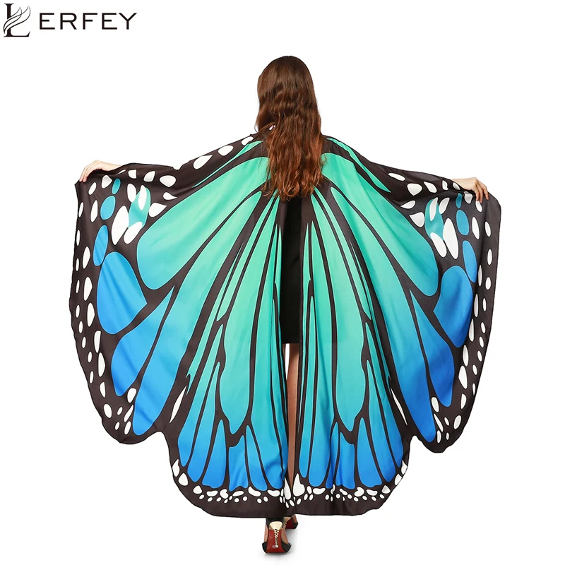 LERFEY Women Scarf Beach Pashmina Butterfly Wing Cape Shawl Wrap Gifts Novelty Print Scarves Gradient Color Poncho Pashminas