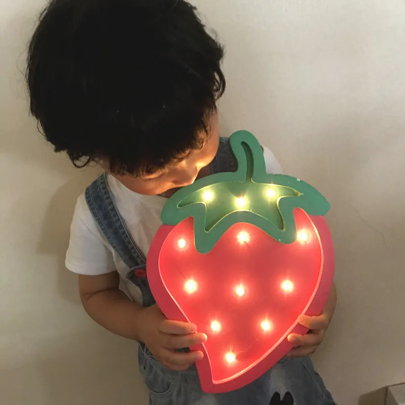 mycyk Battery Powered Ins Strawberry Watermelon Night Light Children's Room Light Decoration Pendant Wall Decoration for denroom