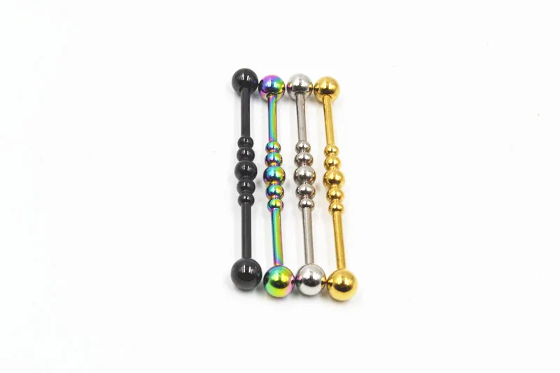 Lot50pcs Free Shippment Surgical Steel 14g Industrial Ear Barbells Scaffold Earring Cartilage body piercing jewelry NEW Mix