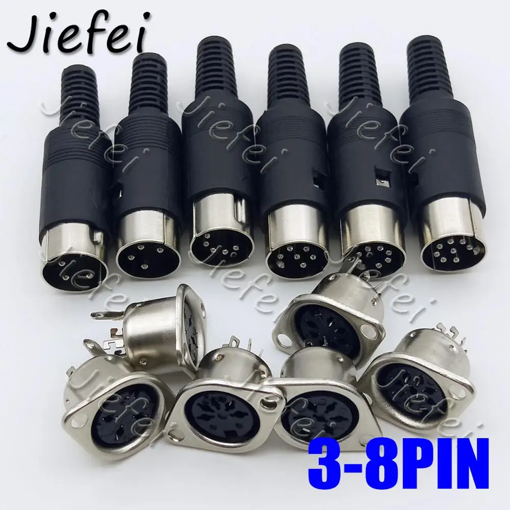 conector macho e femea de soquete pecas para montagem de cabo 3pin 4pin 5pin 6pin 7pin 8pin audio em linha faca voce mesmo 100 conjunto 01