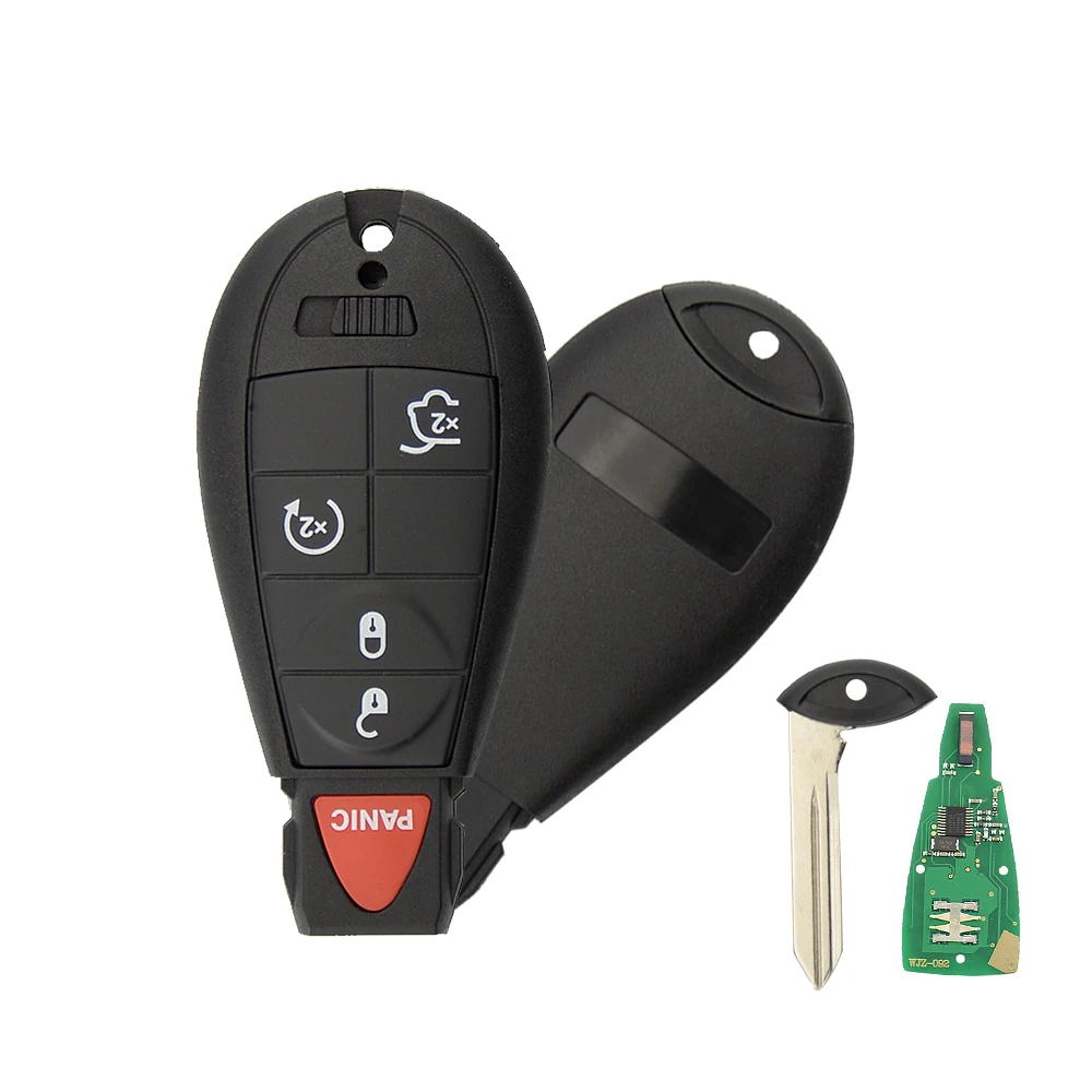 OkeyTech Remote Smart Key For Chrysler Dodge Charger Magnum Challenger 4+1Button 433Mhz Tranponder ID46 Chip With Insert Blade