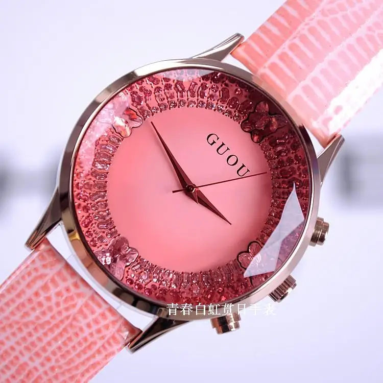 2016 Summer Women Rhinestone Watches Lady Luxury Wristwatches Genuine Leather Quartz Watch Women Bracelet Watches Wristwatch