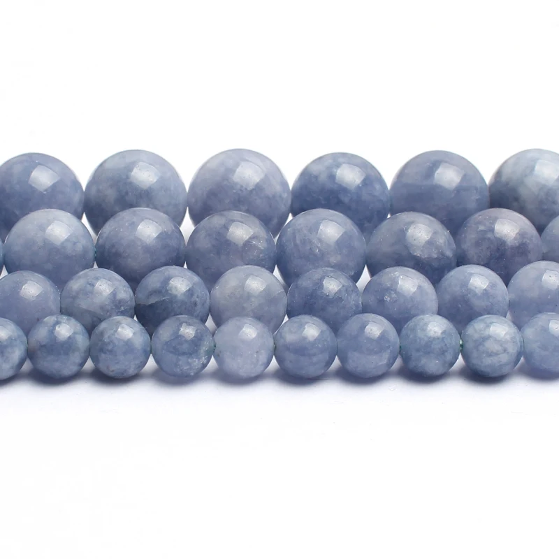 Natural Stone Beads Blue Angelite Round Loose Spacer  Beads for Jewelry Making 6/8/10/12mm Strand 15\