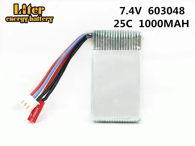 7.4V 1000mAH Lipo Battery For MJXRC X600 F46 X601H JXD391V aircraft 7.4 V 1000 mAH 2S Lipo battery 7.4 JST plug 603048 25C