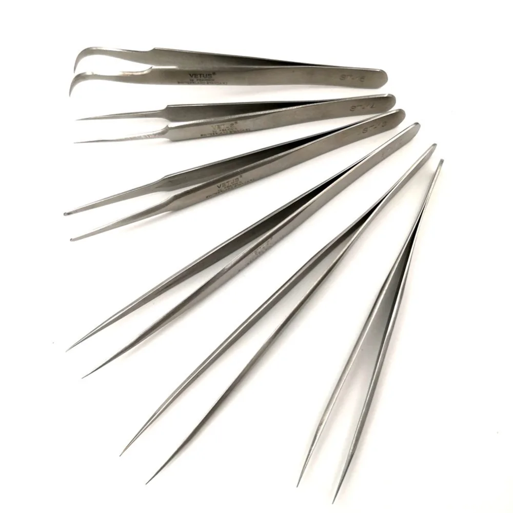 

1 Pcs VETUS ST Series Makeup Repair Tools Stainless Steel Tweezers Anti-Acid None Magnetic for False Eyelash Lab Clamping