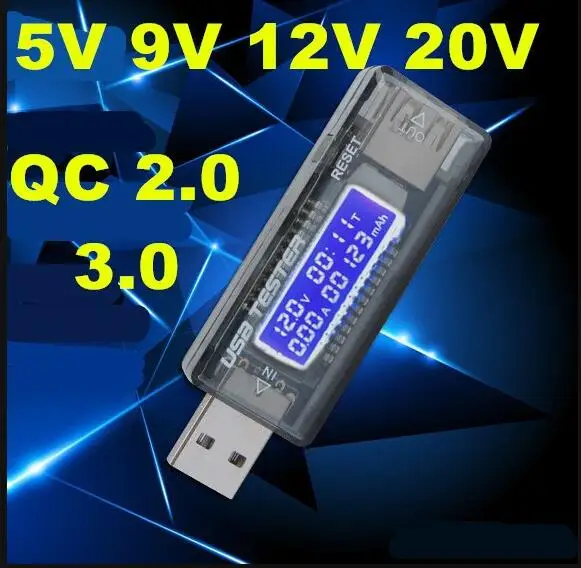 USB 5V 9V 12V 20V QC 2.0 3.0 OLED Current Voltage Charger Capacity Tester USB Charger Doctor Power Meter Text Voltmeter 7%off