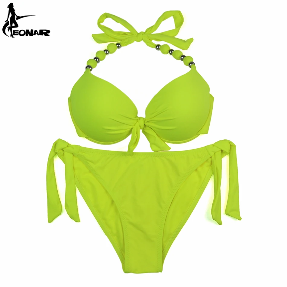 EONAR Swimwear Women 2022 Solid Brazilian Bikini Set Sexy Push Up Swimsuit Bathing Suit Women Beach Wear Plus Size Swimwear XXL